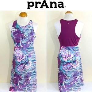 Prana Floral Purple/Blue Racerback Dress SZ S